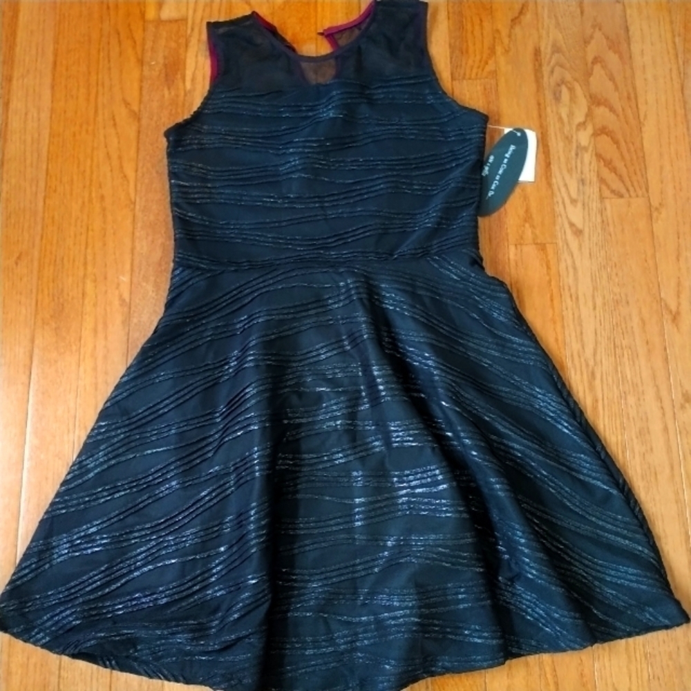 Ava & Yelly Black Sparkly Fit and Flare Dress 16